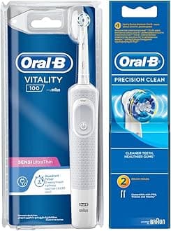 Oral-B Vitality D100 CLS Sensi Ultrathin Rechargeable Toothbrush + EB 20-2 Brush Head Bundle