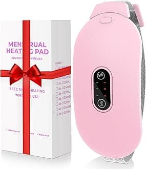Heating Pads,Glyduny Period Cramp Massager Portable Cordless Heating Pad with 6 Heat Levels and 6 Massage Modes for Back Pain Relief Menstrual Heating Pad Birthday Christmas Gifts(Pink)