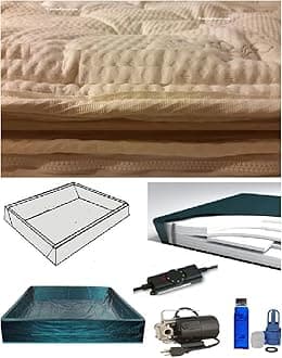 King Softside Waterbed Mattress – Pillow Top, Deep Fill, Heated, 99% Waveless, Made in USA, Complete kit with Rails, Bladder, Liner & Fill Kit