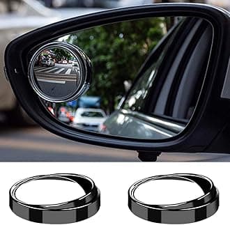yusheng 2PCS Mini Small Blind Spot Mirror, 1.57"(40mm) Round HD Glass Convex Rear View Mirror,Strong Adhesive Mirror for Car, Van, SUV and Trucks (1-9/16"(40mm), Black frame)