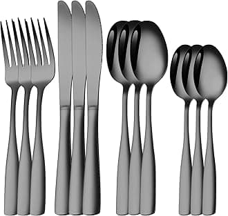 Silverware Set for 3, 12-Piece 18/10 Stainless Steel Flatware Set,Forged Cutlery Set Matte Finish for Home,Restaurant and Parties, Dishwasher Safe.