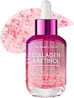The Beauty Elixir Collagen & Retinol Anti Aging Facial Serum - Restoring, Smoothing & Hydrating Face Serum - Reduces Fine Lines & Wrinkles - Skin Care Made in Korea - 1.69 fl. Oz