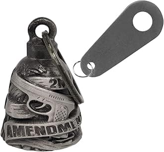 3D Motorcycle Bell with Hanger for Biker, Good Luck Biker Bells & Motorcycle Accessories, KeyChain with Delicate Luck Bell, Gun, Medium, Gun, Medium