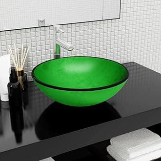 Basin Tempered Glass 42x14 cm Green,Basin Tempered Glass,Bathroom Fixtures,Bathroom Sinks-345264