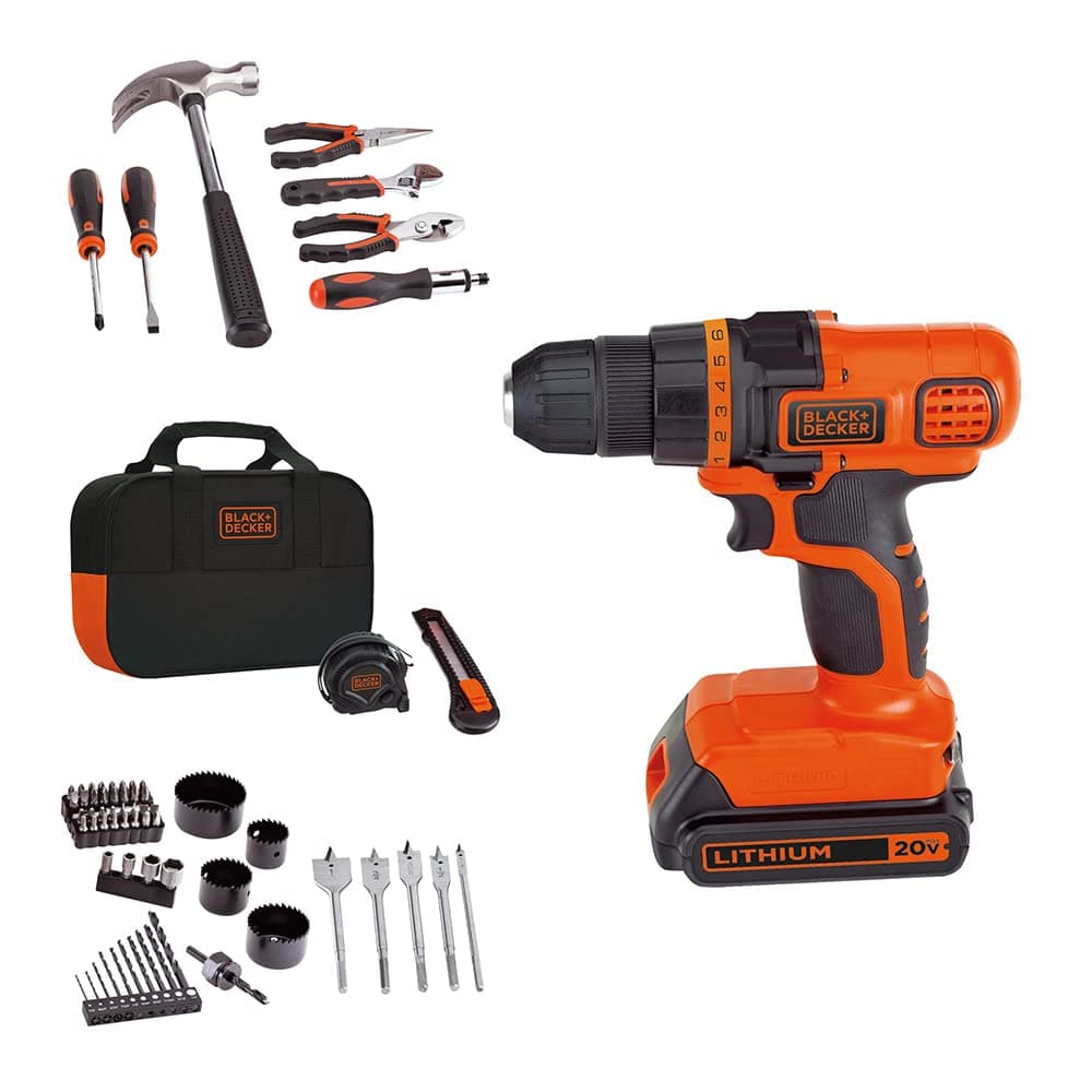 20V MAX 68-Piece Cordless Drill and Home Tool Project Kit with Tool Storage Bag (LDX120PK)