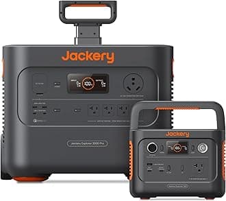 Jackery Portable Power Station Explorer 3000 Pro, Solar Generator 3024Wh with Jackery Explorer 240 v2 Portable Power Station, 256Wh LiFePO4 Battery with 300W AC/100W USB-C Output