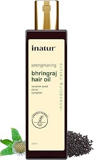 inatur Bhringraj Oil for Hair Growth, Dandruff & Hair Fall Control | Ayurvedic Oil for Strengthening Hair Roots with Sesame Seed, Clove, Camphor | Natural Conditioning Oil for Men and Women | 200ml