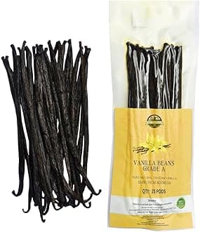 25 Plump Tahitian Vanilla Beans for Making Vanilla Extract, Vanilla Beans Grade A++, From Papua, Perfect Homemade Extract, baking and cooking (25 BEANS)