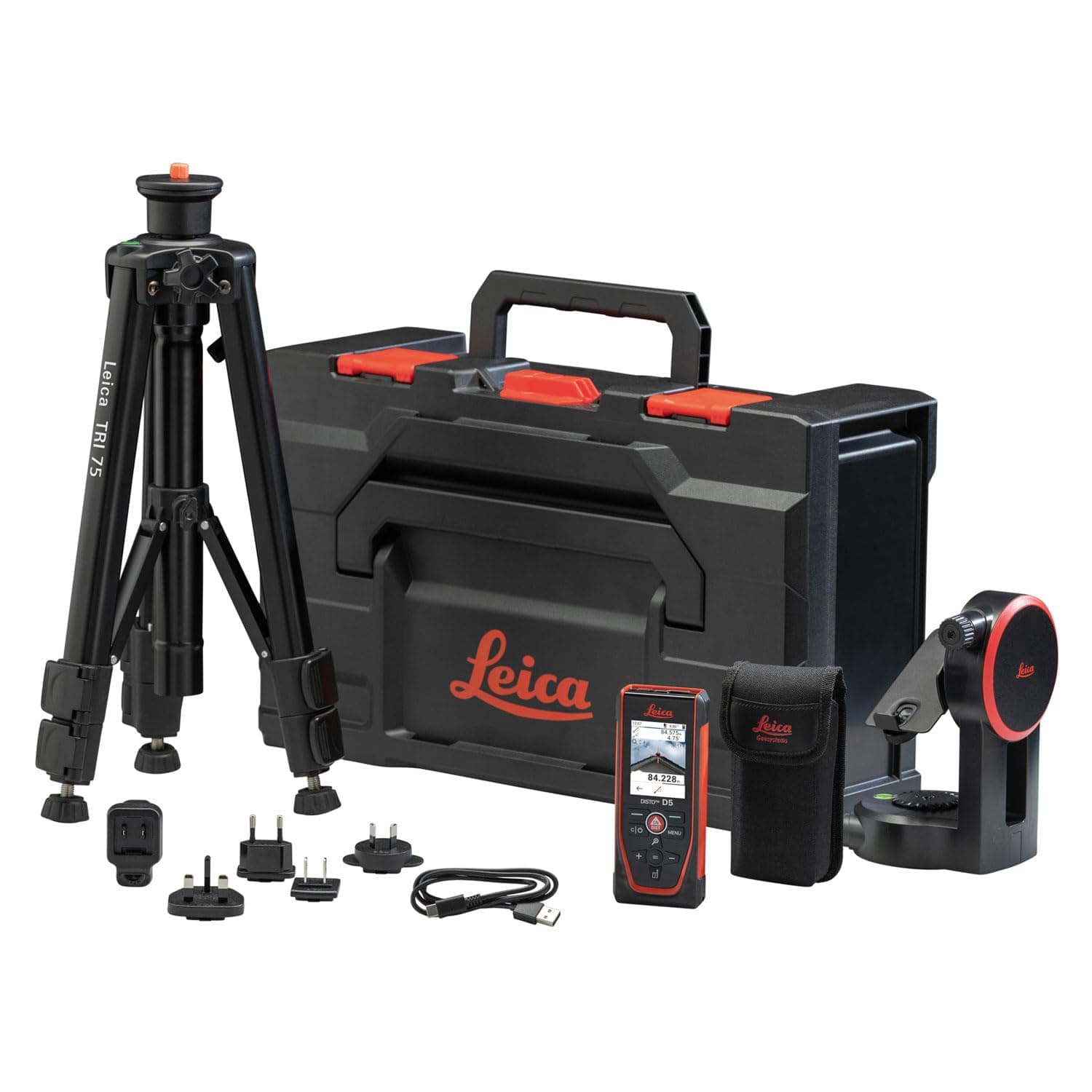 Leica DISTO D5 Bundle - Laser Range Finder, Set with Leica FTA 360 Adapter and TRI 75 Tripod in Bag for Accurate Targeted Measurement and Measurement (Indoor & Outdoor)