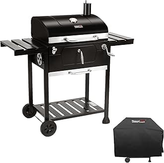 Royal Gourmet CD1824EC 24 Inch Movable Charcoal Grill with Cover, 490 Sq. In. Cooking Area, Outdoor Barbecue Grill with Foldable Side Tables for Outdoor Picnic and Camping Grilling, Black