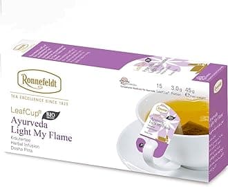 Ronnefeldt LeafCup Ayurveda Light My Flame Chai – Caffeine-Free Loose Leaf Herbal Tea with Ginger, Lemon Peel & Peppermint – 15 Individually Wrapped Tea Bags