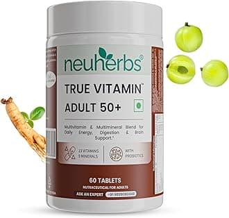 Multivitamin Tablets for Adults 50+ | 60 Count | True Vitamin Adult Multivitamin with Vitamin C, B12, D, Iron, Zinc & Magnesium | Supports Energy, Immunity, Heart, Joint & Overall Health for Men & Women