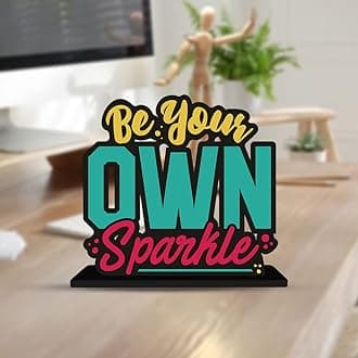 Artvibes Wooden Be Your Own Sparkle Motivational Quote Table Decor For Office Desk | Home Decoration | Living Room | Bedroom | Modern Art Wood Showpiece Decorative Gifting Item (SP_1113)