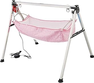 Automatic Cradle for Baby - Electric Swing Cradle with Adjustable Speed - Semi-Foldable Frame with Pink Cloth and Mosquito Net - Baby Palna/Jhula for Kids of 0 to 3 Years - Carry Upto 20kgs