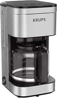 KRUPS Coffee Maker 10 Cups Simply Brew Stainless Steel Drip Coffee Maker, 900 Watts Coffee Filter, Drip Free, Dishwasher Safe Pot , Black & Silver