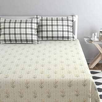 BSB HOME Cotton Kingston Collection 160 Tc Super King Size Bedsheets With 2 King Size Pillow Covers|Luxury Soft Sheets (3Pcs Set)|108X108 Inches, (Grey & Black)