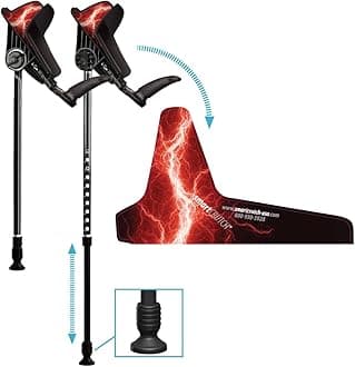 Ergonomic Custom Forearm Crutches for Adults, Multiple Colors, Adjustable Forearm Rotates 15-90 Degrees - Heights 4'4" to 6'4" - 265 lbs Non Weight Bearing