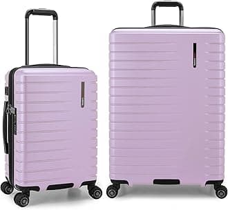Traveler's ChoiceArcher Polycarbonate Hardside Spinner Luggage Set, Tie Down Straps, Light Purple, 2-Piece