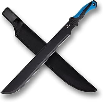 REAT Gardening Heavy Duty Machete,24" Full Tang Machete with Shaeth,Ergonomic No-Slip Handle,Machetes for Bushcraft, Outdoor Hunting, Garden Cutting Trees and Yard Work (Blue)