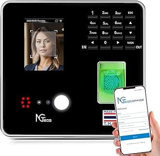 NGTeco Cloud-Based Time Clock, 4-in-1 Time Clocks for Employees Small Business with Face, Fingerprint, RFID, PIN, Remote Control Software & App, 2.4GHz WiFi, IC Cards, No Monthly Fee