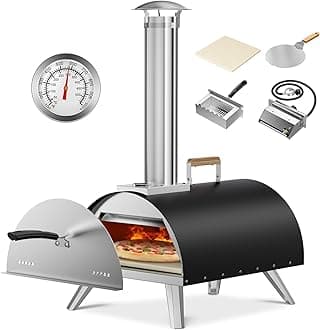 Multi-Fuel Outdoor Pizza Oven, Portable Wood and Gas Fired Pizza Oven with Pizza Stone, Outdoor Pizza Oven