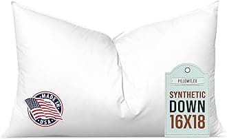 Synthetic Down Pillow Insert - 16x18 Down Alternative Pillow, Ultra Soft, Large Rectangle Body Sleeping Pillow, Lumbar, Long, Back - 1 Decorative Pillow Form