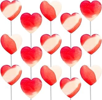 Lollipops Mini Heart Shaped Flavored Delicious Lollipop, Individually Wrapped, 5g Lollipop (30 Lollipops, Strawberry & Cream)