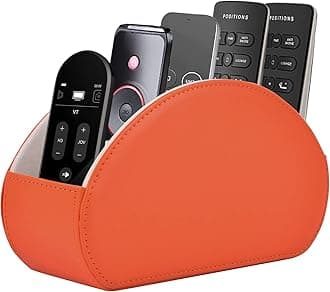 RHCSZ Remote Control Holder,TV Remote Caddy/Box with 5 Compartments,Bedside Table Organizer for Controller,Glasses,makeup brushes,jewelry and Media Player,Pen/Pencil Storage(Orange)