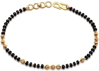 Unique & Latest Black Bead Hand Bracelet Mangalsutra for Women (Yellow)