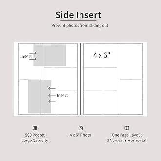 Photo Album 4x6 500 Pockets 2pcs, Large Capacity Photo Book Album with Front Window, Picture Album for Family Wedding Anniversary Baby Travel, Grey