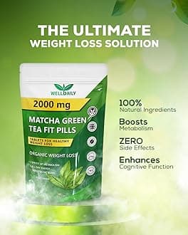 Matcha Green Organic Tea Fit Pills 2000MG | Natural Energy Booster, Fat Burner & Appetite Suppressant, Metabolism Support, 90 Capsules for Weight Management
