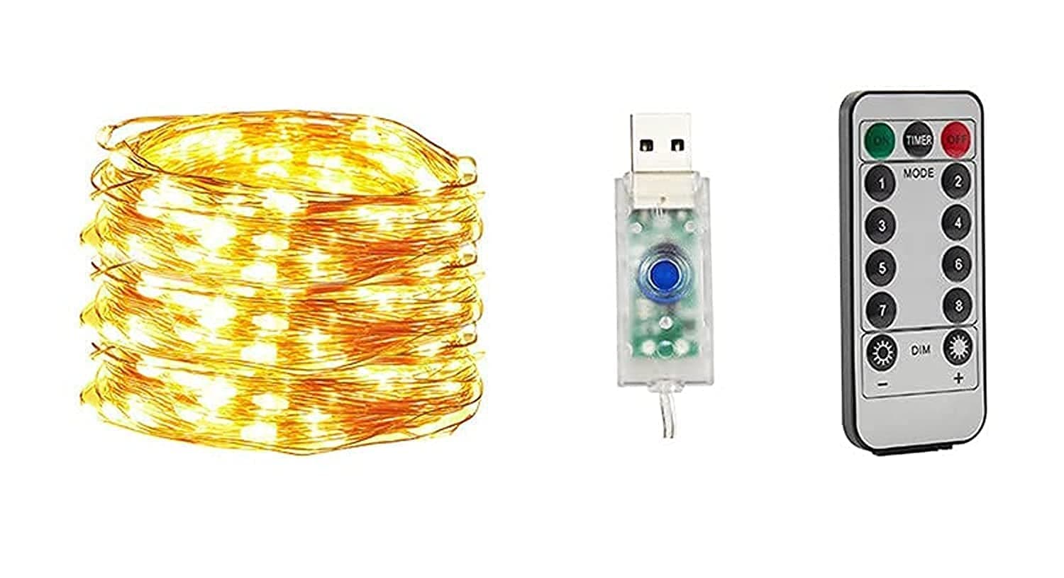 SICHER Fairy String Light Waterproof 10M 100 LED 8 Modes USB Plug in With Remote Control Starry Firefly Copper Wire String Lights for Outdoor Bedroom Christmas Party Decorations (Warm White)