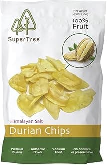 Premium Durian Chips with Himalayan salt, Authentic Flavor and Crunchy, 100% Fruit Snacks, Vacuum Fried for a Delicious Taste, No Additives or Preservatives, 3.53Oz (100g) Bag