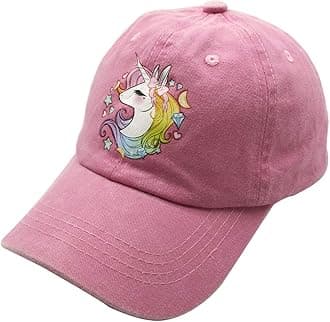 Girls' Adjustable Cute Unicorn Hats, Baseball Cap for 3-12 Years