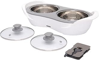 Jaypee Plus 1150 ml +1150 ml Stainless Steel Electric Casserole Set | Shockproof, Rustproof | 2 in 1 Electric Bowl for Food Warmer & Buffet Server - (White)