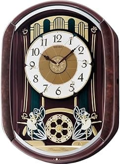 Seiko Melody in Motion Wall Clock (52.8 cm x 38.9 cm x 11.9 cm, Brown, QXM297BT)