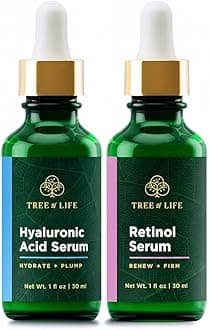 Tree of Life Beauty Facial Skin Care Set, Brightening, Firming, Hydrating, Dry Face, Dermatologist Tested - Retinol Serum and Hydrating Hyaluronic Acid - Skin Care Kit, 2 count of 1 Fl Oz