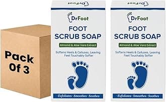 Dr Foot Foot Scrub Soap Repair Dry Cracked Heels, Dead Skin & Calluses Remover with Almond & Pure Aloe Vera Extracts – 100gm - Pack of 2 - (Pack of 3)