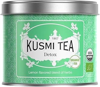 Kusmi Tea Detox - 100 gr Loose Tea Tin - Organic Blend of Green Tea, Mate & Lemon