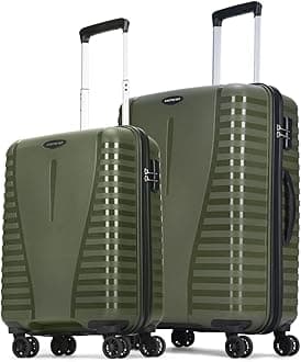 Aristocrat 2 Pc Airpro Set Cabin 55cm(Small) Check-in 66cm(Medium) 8 Wheels Spinner Trolley Bags for Travel Hard Case Luggage, Lightweight Bag, with Combination Lock & 3 Years Warranty (Green)