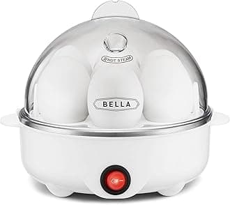 BELLA Rapid Electric Egg Cooker and Omelet Maker with Auto Shut Off, for Easy to Peel, Poached Eggs, Scrambled Eggs, Soft, Medium and Hard Boiled Eggs, 7 Egg Capacity Tray, Single Tier, White