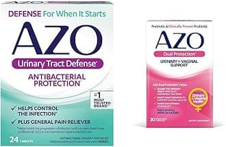AZO Urinary Tract Defense Antibacterial Protection, Helps Control a UTI Until You Can See a Doctor 24 Count + Dual Protection, Urinary + Vaginal Support*, Prebiotic Plus Probiotic, 30 Count