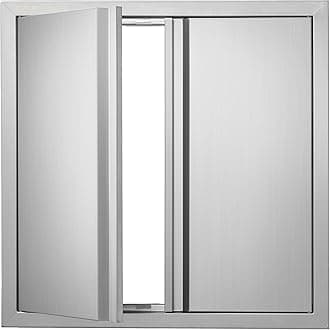 VEVOR Double Outdoor BBQ Access Door, 24x24 Inch, Stainless Steel Flush Mount Door with Vertical Wall Mount and Recessed Handles for Outdoor Grilling & Cabinet