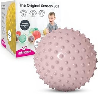 Edushape The Original Sensory Ball for Baby - 7" Boho Chic Pink Color Baby Ball That Helps Enhance Gross Motor Skills for Kids Aged 6 Months & Up - Vibrant, Colorful and Unique Toddler Ball