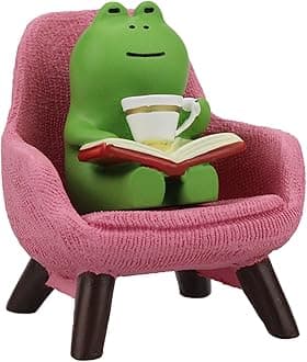Miniature Frog Figurines - Funny Frog Sculpture for Shelf, Desk Decoration - Frog Desk Accessories - Perfect Cute Frog Gift for Frog Lovers(Pink Sofa)