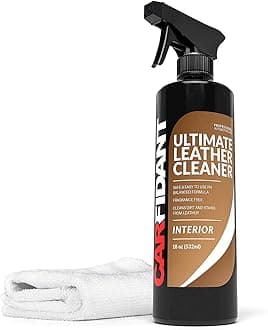 Carfidant Ultimate Leather Cleaner - Full Leather & Vinyl Cleaning Kit with Microfiber Towel for Leather & Vinyl Seats, Automotive Interiors, Car Dashboards, Sofas & Purses! - 18oz Kit