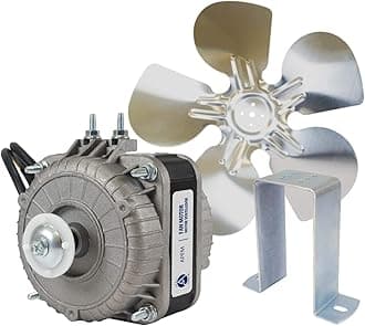 Appli Parts APFM-251E 25W refrigeration condenser and evaporator motor 115V 60Hz 1.2A 1450rpm includes base and 12in aluminum Fan Blade CCW shaft end Universal fit