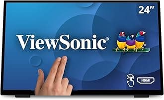 ViewSonic TD2465 24-inch Frameless Touch Monitor, FHD 1080p, with 10 Points PCAP, HDMI, USB, DisplayPort, Palm Rejection