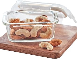 Klip N Store Microwave & Oven Safe, Glass Storage Container, 120 ml Rectangle, With Air Tight Lid, Transparent, Standard (IYRTHLS0150EC)