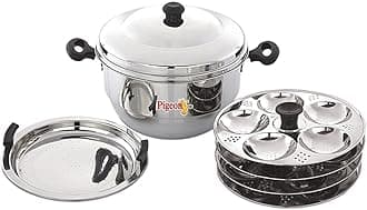 Pigeon Stainless Steel Idli Cooker with Steamer – 4 Plates, Makes 20 Idlis | Heavy Gauge Idli Maker with Lid & Stand | Gas & Induction Compatible(Hot 20)